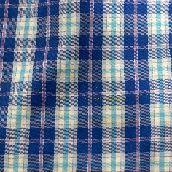 Peter Millar Blue Plaid Check Button Up Dress Shirt Men's Large Cotton Casual - Picture 13 of 13